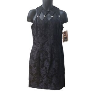 Vintage Jessica McClintock Gunne Sax Dress Women Sz 13 / 14 Black 80s Bodycon Fl